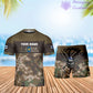 T-shirt personnalisé avec camouflage soldat/vétéran finlandais avec nom et grade + short imprimé en 3D - 1201240001QA