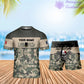 Personalisiertes französisches Soldaten-/Veteranen-Tarnmuster mit Namen und Rang, Kombi-T-Shirt + Shorts, 3D-Druck – 1112230001QA