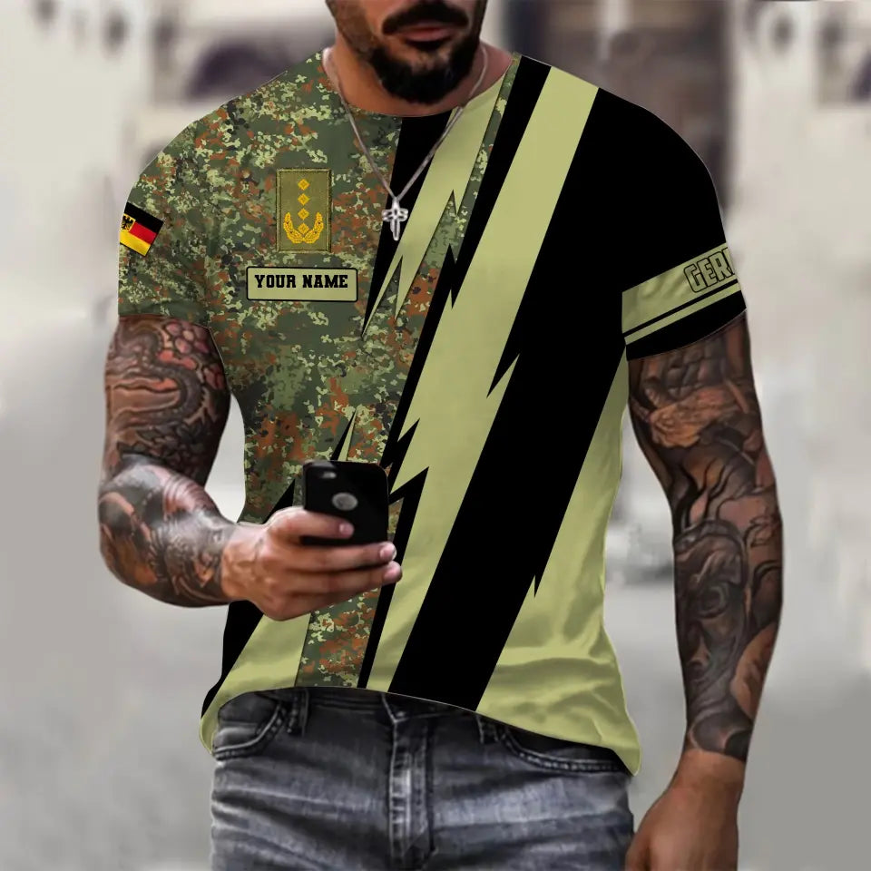 T-shirt personnalisé avec camouflage soldat/vétéran allemand avec nom et grade imprimé en 3D - 0503240001QA