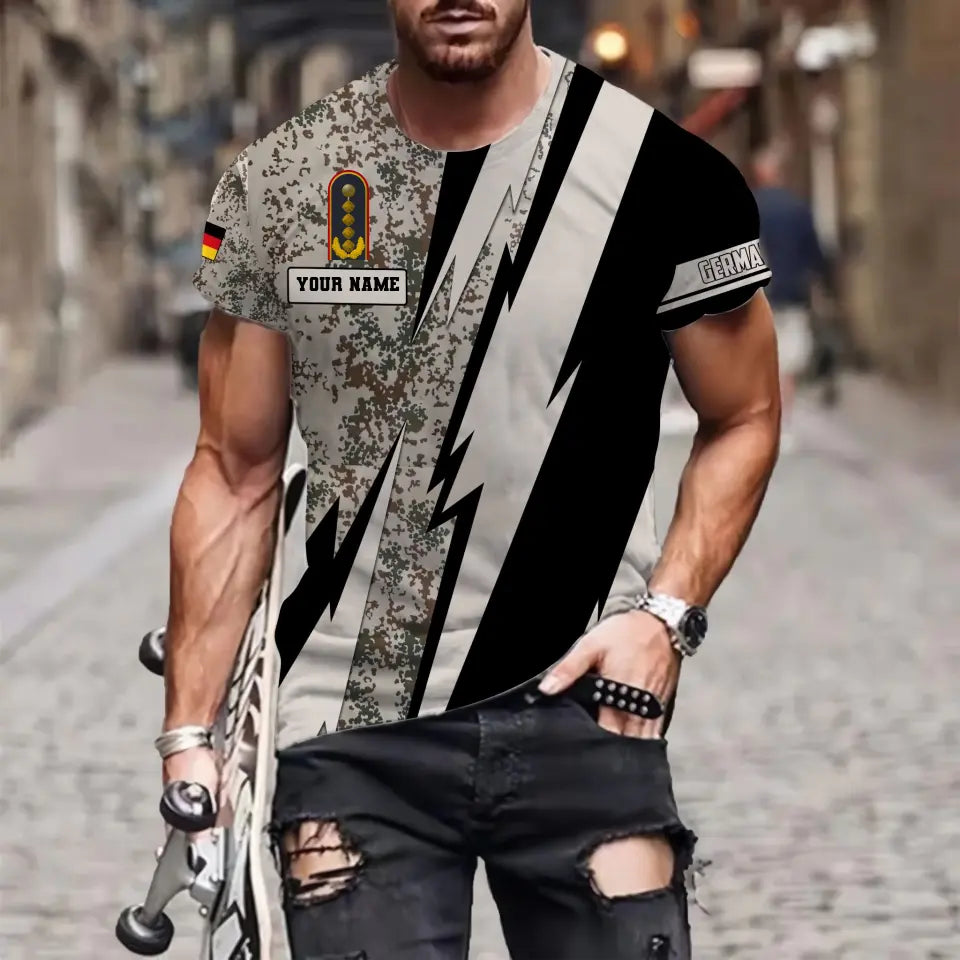 T-shirt personnalisé avec camouflage soldat/vétéran allemand avec nom et grade imprimé en 3D - 0503240001QA