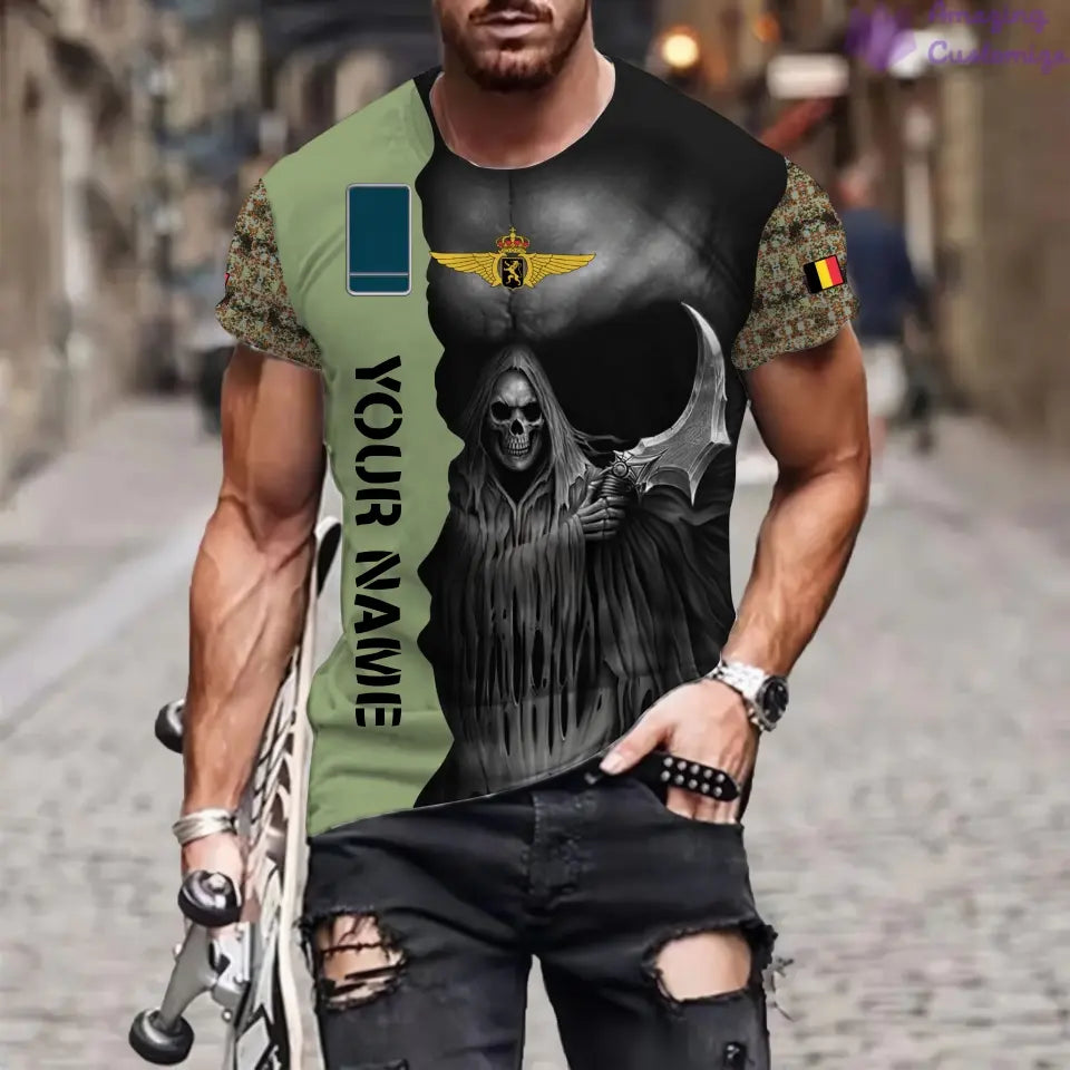 T-shirt personnalisé avec camouflage soldat/vétéran belge avec nom et grade imprimé en 3D - 2601240001QA