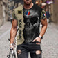 Personalisiertes französisches Soldaten-/Veteranen-T-Shirt mit Camouflage-Muster, mit Namen und Rang, 3D-Aufdruck – 2601240001QA