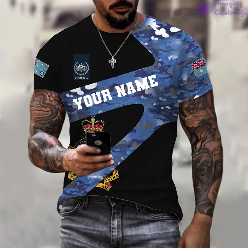 Personalized Australia Soldier/ Veteran Camo With Name And Rank T-Shirt 3D Printed  - 3001240001