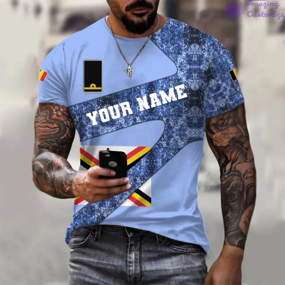 T-shirt personnalisé avec camouflage soldat/vétéran belge avec nom et grade imprimé en 3D - 3001240001