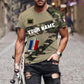 T-shirt personnalisé avec camouflage soldat/vétéran de la France avec nom et grade imprimé en 3D - 3001240001