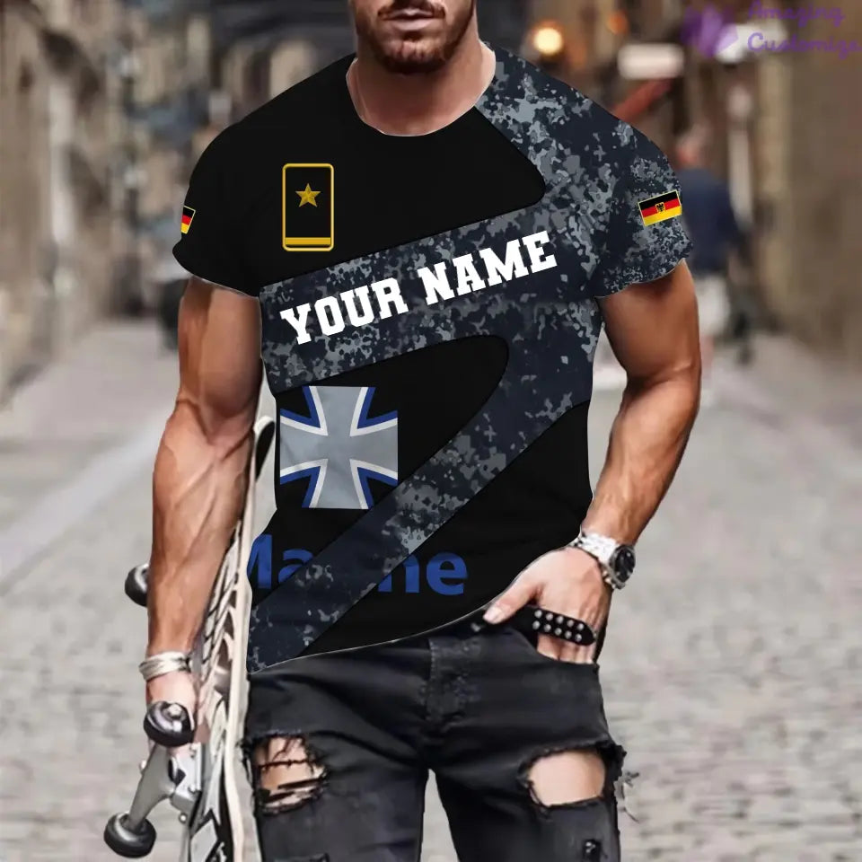 T-shirt personnalisé avec camouflage soldat/vétéran allemand avec nom et grade imprimé en 3D - 3001240001