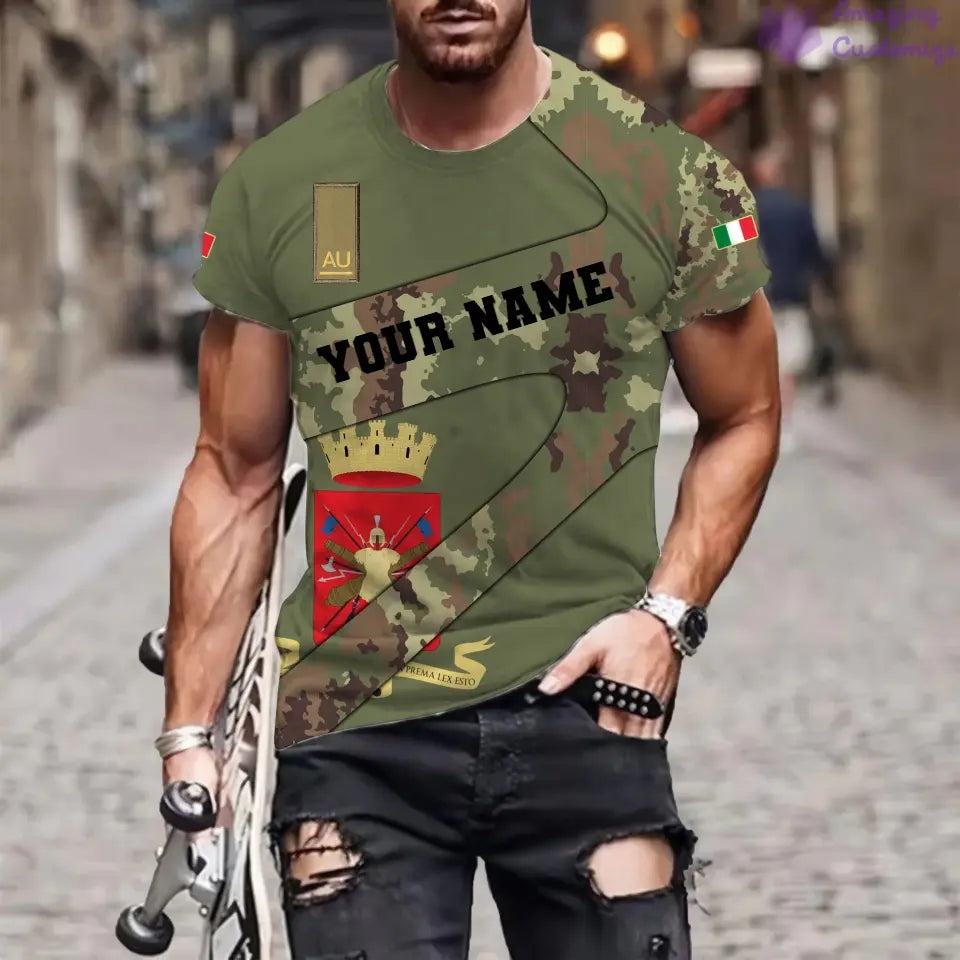 T-shirt personnalisé avec camouflage soldat/vétéran italien avec nom et grade imprimé en 3D - 3001240001QA