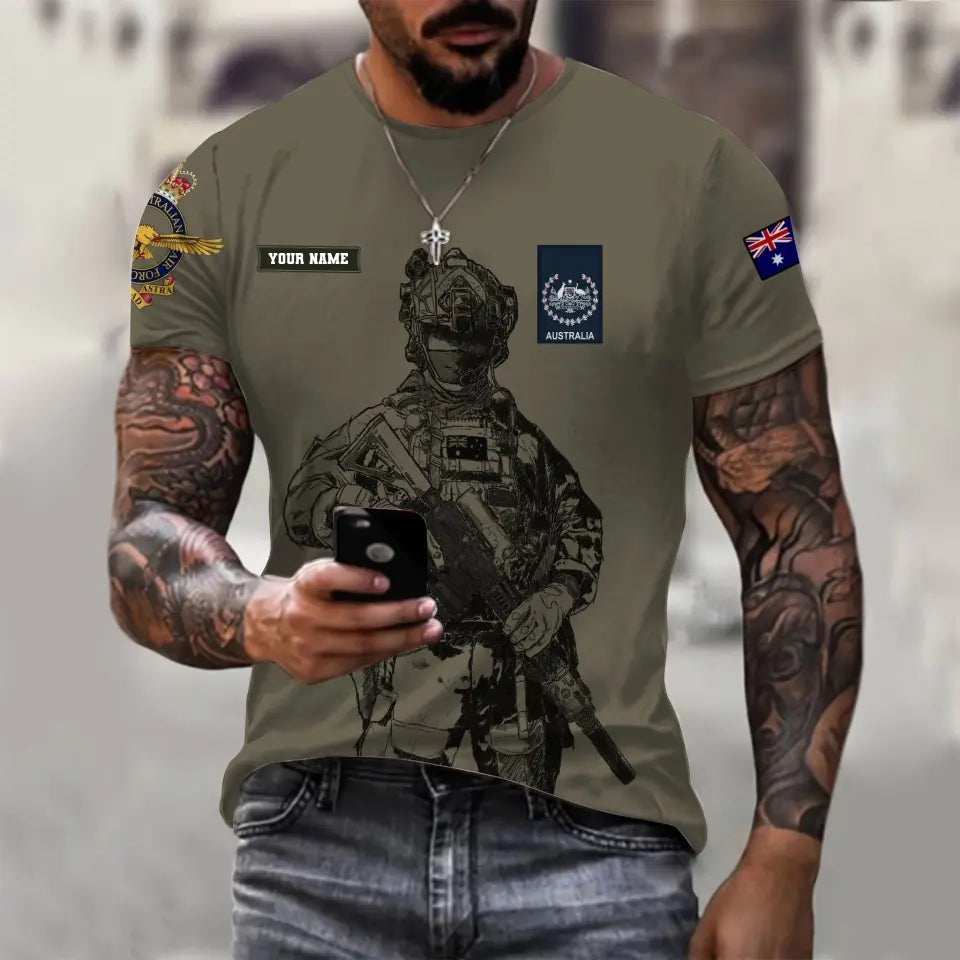 Personalized Australia Soldier/ Veteran Camo With Name And Rank T-shirt 3D Printed  - 17042401QA