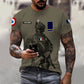 Personalisiertes T-Shirt mit französischem Soldaten/Veteranen-Tarnmuster mit Namen und Rang, 3D-Druck – 17042401QA