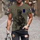 T-shirt personnalisé avec camouflage soldat/vétéran de la France avec nom et grade imprimé en 3D - 17042401QA