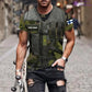 Personalisiertes T-Shirt mit finnischem Soldaten-/Veteranen-Tarnmuster und Namen und Rang, 3D-Druck – 22042401QA