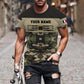 T-shirt personnalisé avec camouflage soldat/vétéran de la France avec nom et grade imprimé en 3D - 1112230001QA