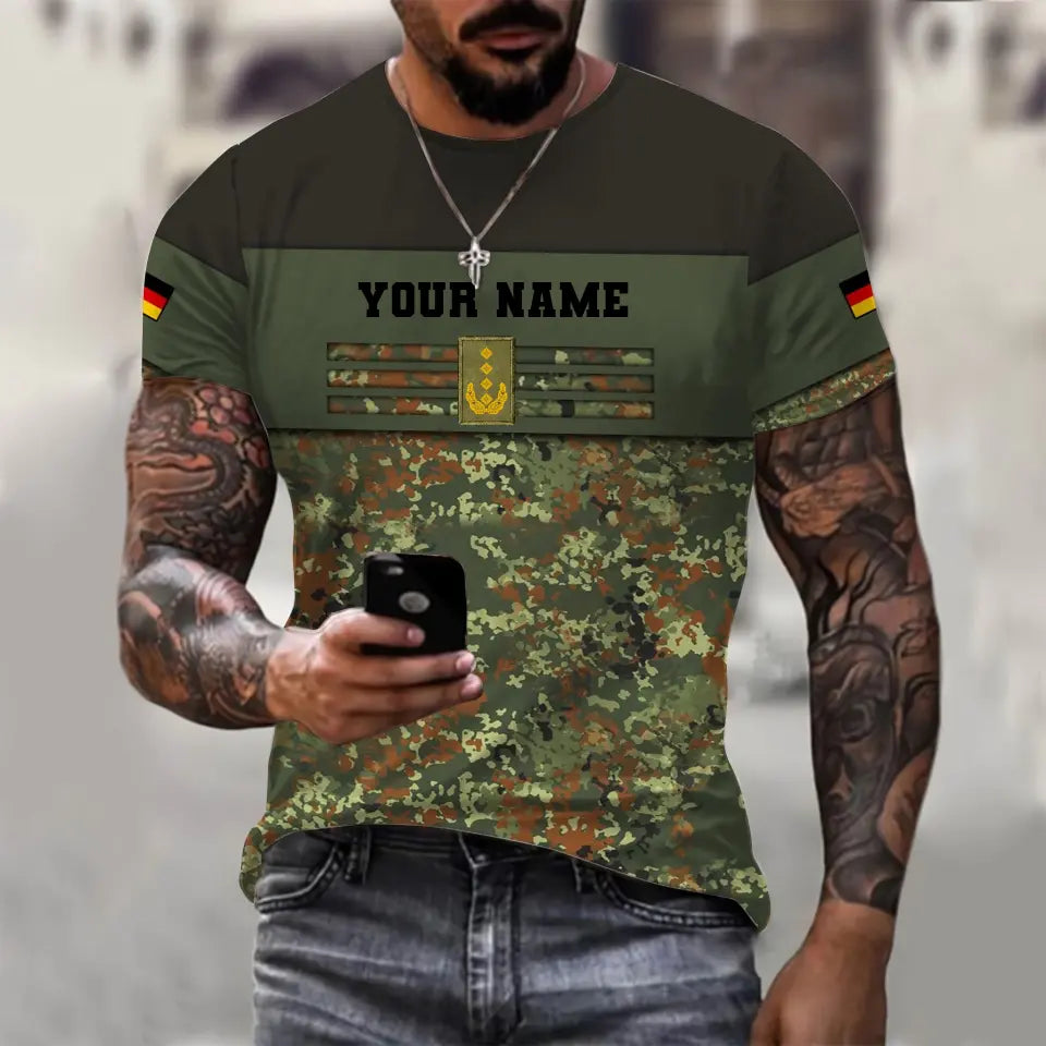 T-shirt personnalisé avec camouflage soldat/vétéran allemand avec nom et grade imprimé en 3D - 1112230001QA