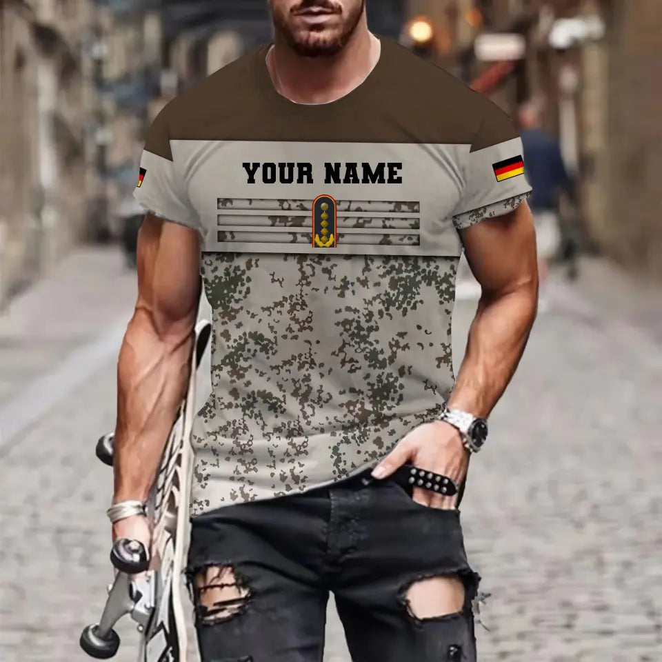 T-shirt personnalisé avec camouflage soldat/vétéran allemand avec nom et grade imprimé en 3D - 1112230001QA