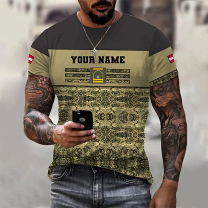 Personalized Austria Soldier/ Veteran Camo With Name And Rank T-shirt 3D Printed -  1201240001QA