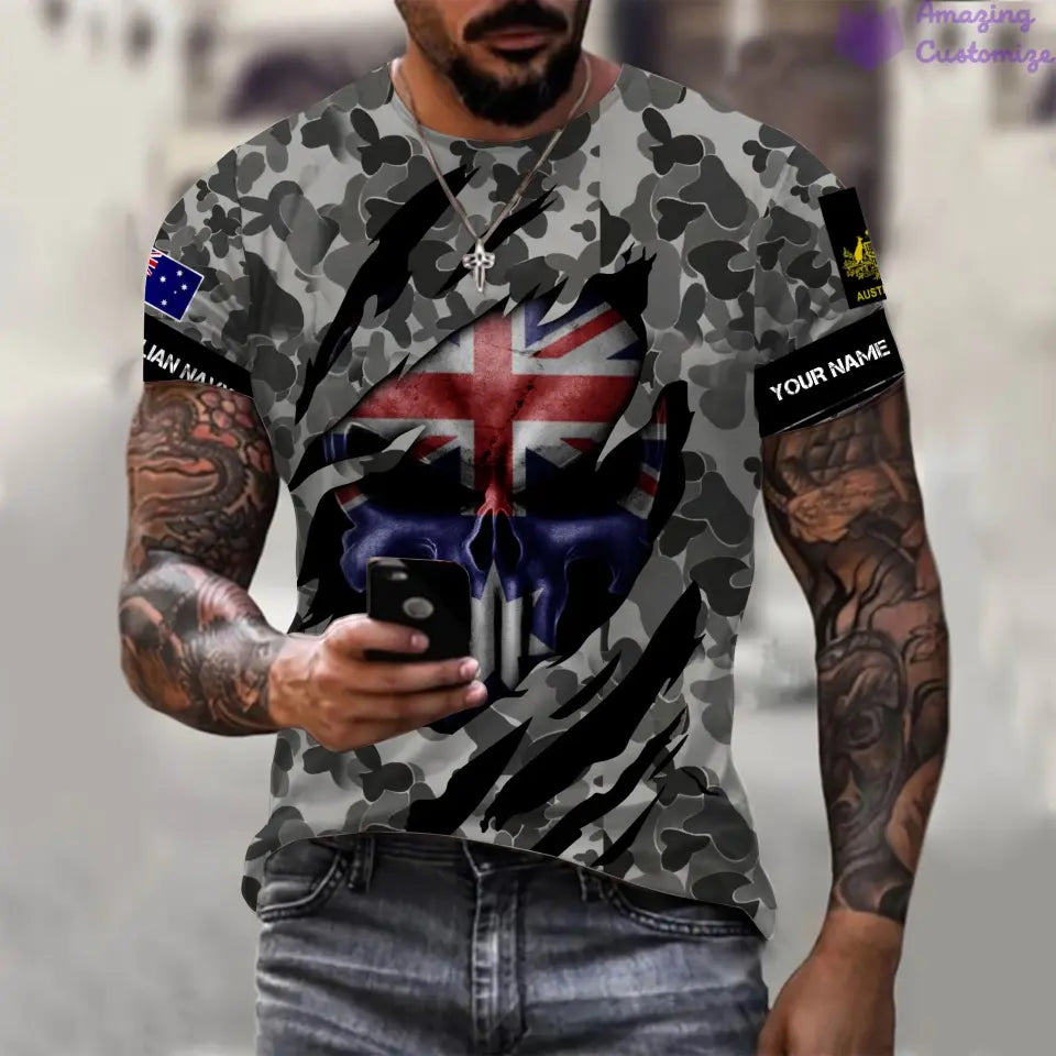 Personalized Australia with Name and Rank Soldier/Veteran T-shirt Shirt All Over Printed - 08042402QA