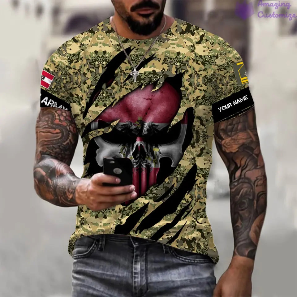 Personalisiertes Österreichischer Soldat/Veteran mit Namen und Rang T-Shirt 3D Rundumdruck - 08042402QA