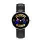 Montre personnalisée en cuir noir cousu pour soldat/vétéran australien avec nom et grade - 03052401QA - Version dorée