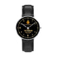 Montre personnalisée en cuir noir avec coutures noires pour soldat/vétéran des Pays-Bas avec nom, grade et année - 03052402QA - Version dorée