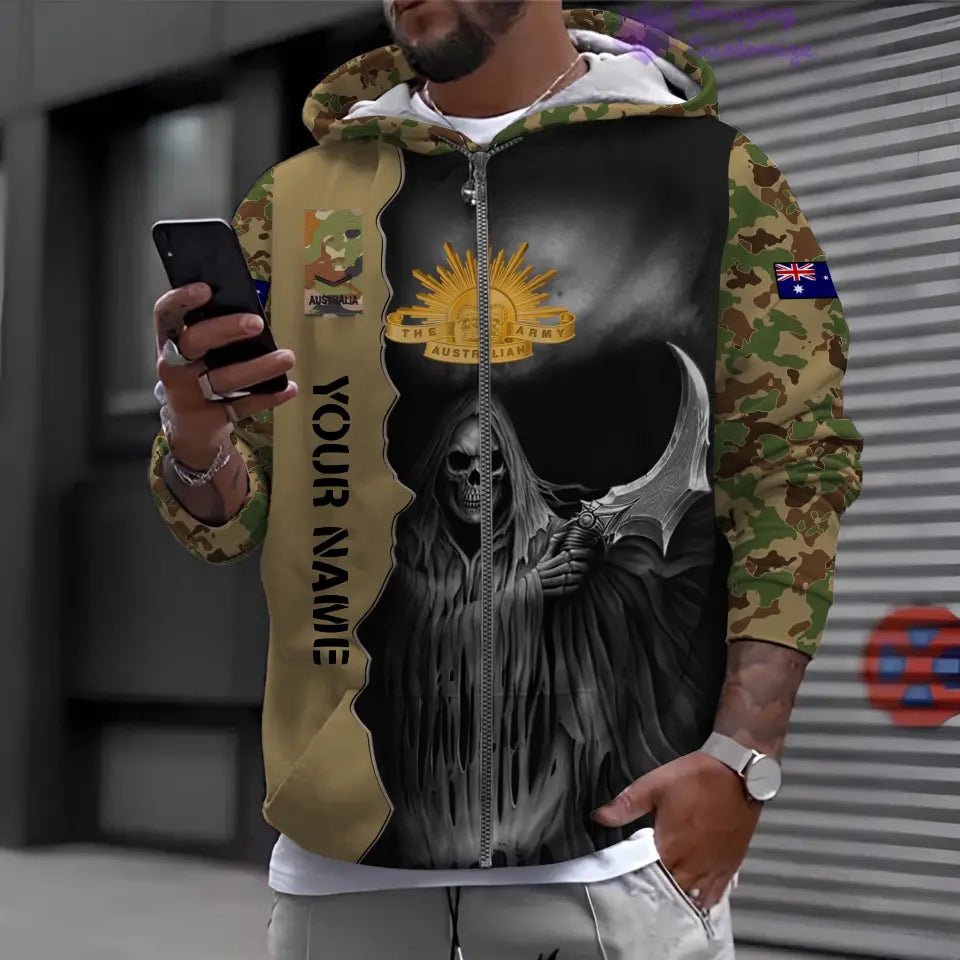 Personalisierter australischer Soldat/Veteranen-Hoodie im Camouflage-Stil mit Namen und Rang, 3D-Druck – 17062272