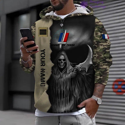 Personalized France Soldier/ Veteran Camo With Name And Rank Hoodie 3D Printed - 17062272