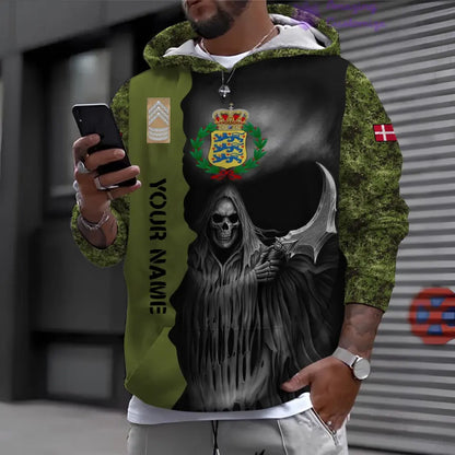 Personalized Denmark Soldier/Veteran with Name and Rank 3D Hoodie All Over Printed - 17062272