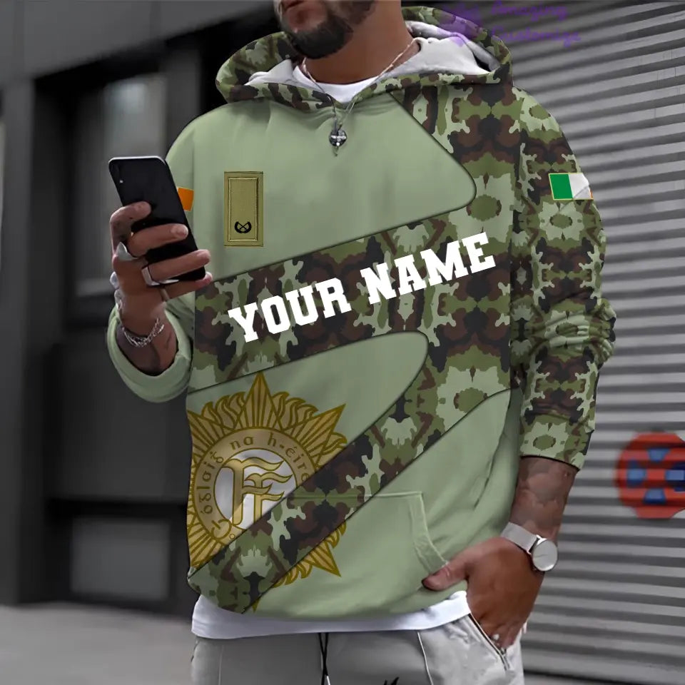 Personalized Ireland Soldier/ Veteran Camo With Name And Rank Hoodie 3D Printed - 17065728