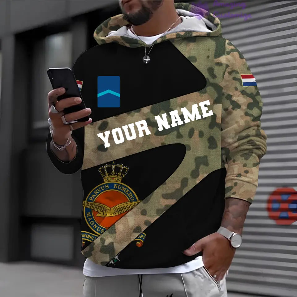 Personalized Netherlands Soldier/ Veteran Camo With Name And Rank Hoodie 3D Printed - 17065728