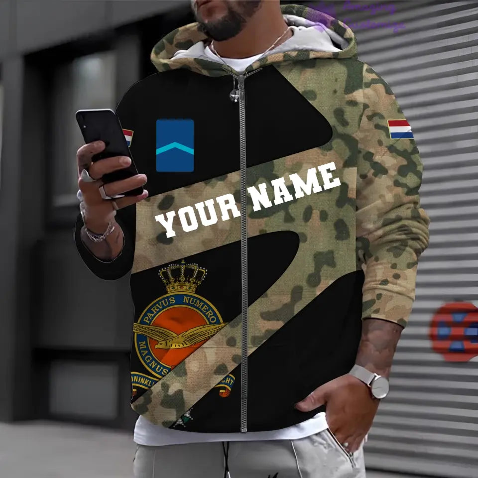 Personalized Netherlands Soldier/ Veteran Camo With Name And Rank Hoodie 3D Printed - 17065728