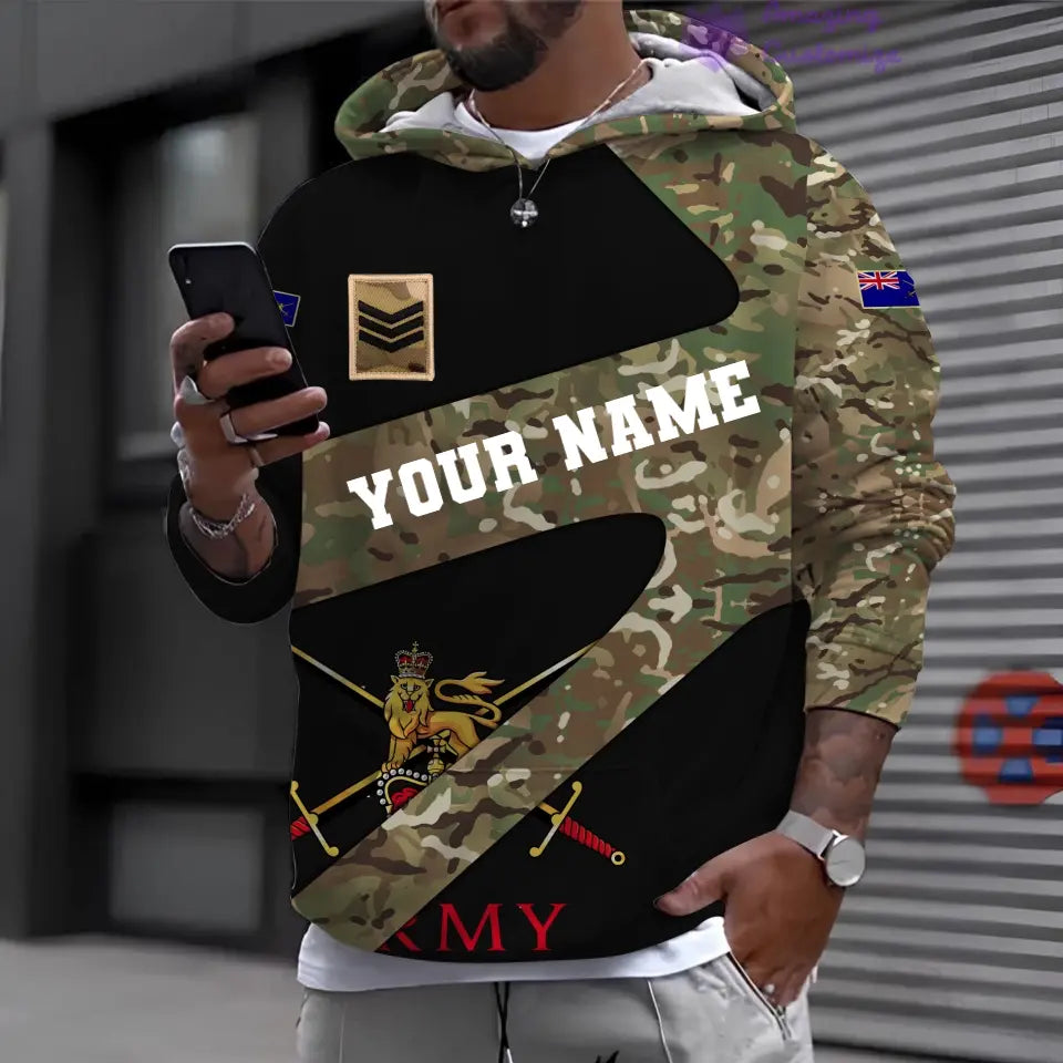 Personalized UK Soldier/ Veteran Camo With Name And Rank Hoodie 3D Printed - 3001240001QA