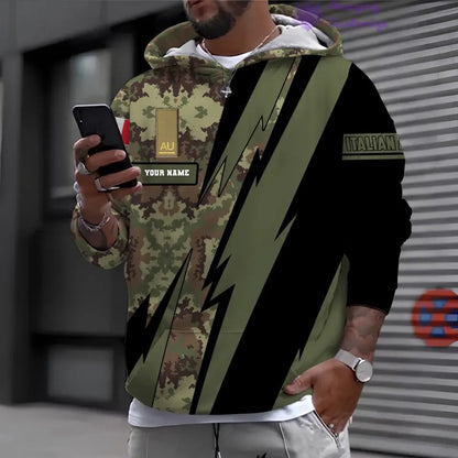 Sweat à capuche personnalisé avec camouflage soldat/vétéran italien avec nom et grade imprimé en 3D - 17095968