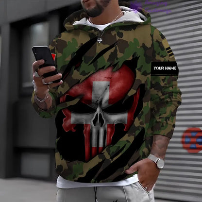 Sweat à capuche personnalisé avec camouflage soldat/vétéran suisse avec nom et grade imprimé en 3D - 1712534401