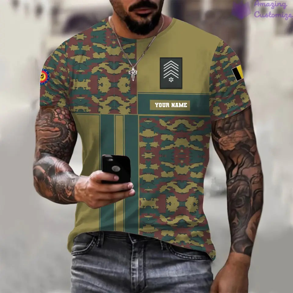 Personalisierter Kapuzenpullover mit Aufdruck „Belgischer Soldat/Veteran“ im Camouflage-Muster mit Namen und Rang – 17150400