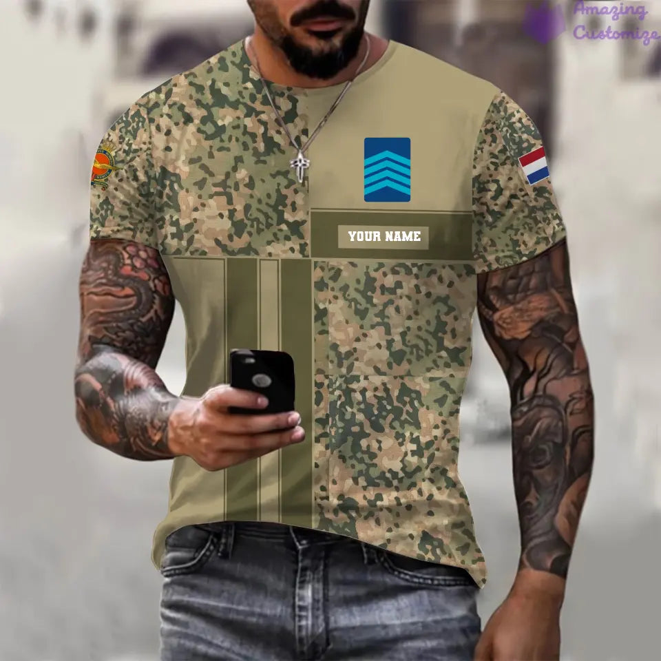 Personalisierter Kapuzenpullover mit Camouflage-Muster für niederländische Soldaten/Veteranen mit Namen und Rang, bedruckt – 17150400