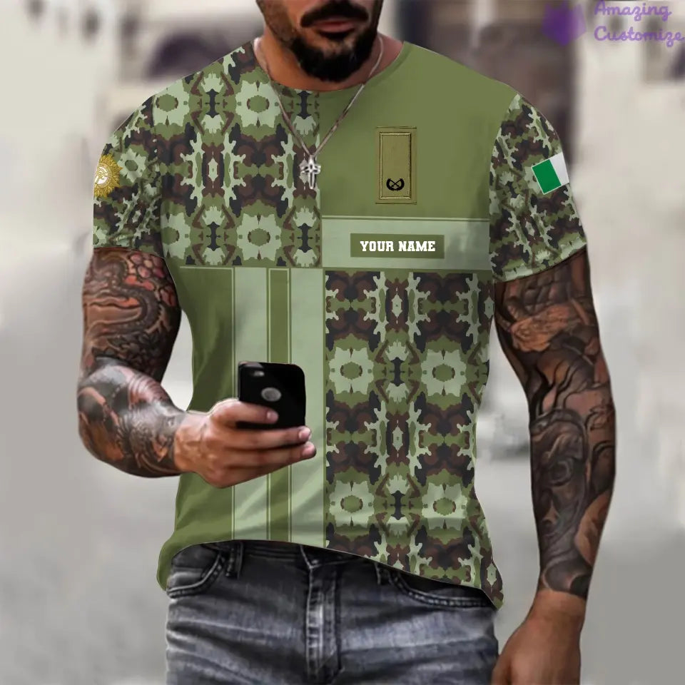 Personalisierter Kapuzenpullover mit Aufdruck „Irischer Soldat/Veteran“ im Camouflage-Muster mit Namen und Rang – 17150400