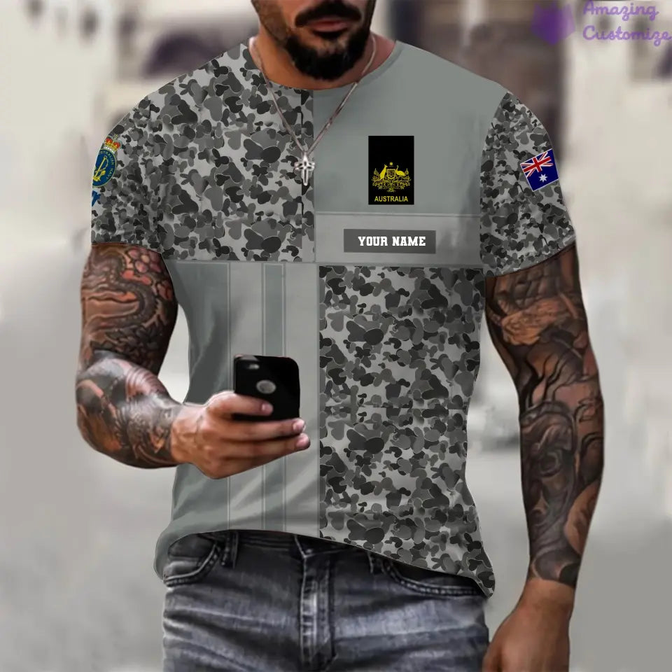 Personalized Australia Soldier/ Veteran Camo With Name And Rank T-shirt Printed  - 07052401QA