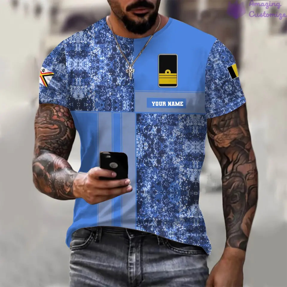 T-shirt personnalisé avec camouflage soldat/vétéran belge imprimé avec nom et grade - 07052401QA