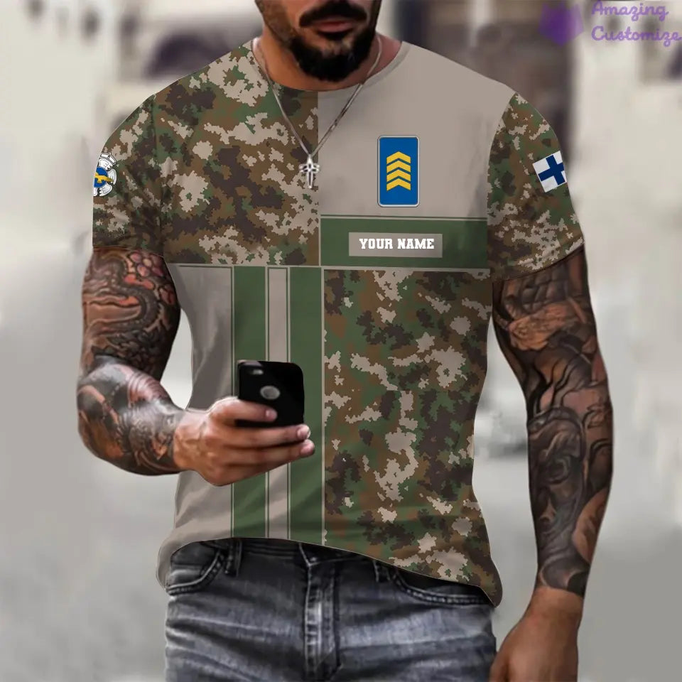 Personalized Finland Soldier/ Veteran Camo With Name And Rank T-shirt Printed  - 07052401QA