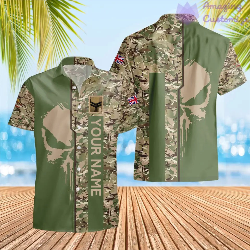 Sweat à capuche personnalisé avec motif camouflage soldat/vétéran du Royaume-Uni et nom et grade imprimés - 10052401QA