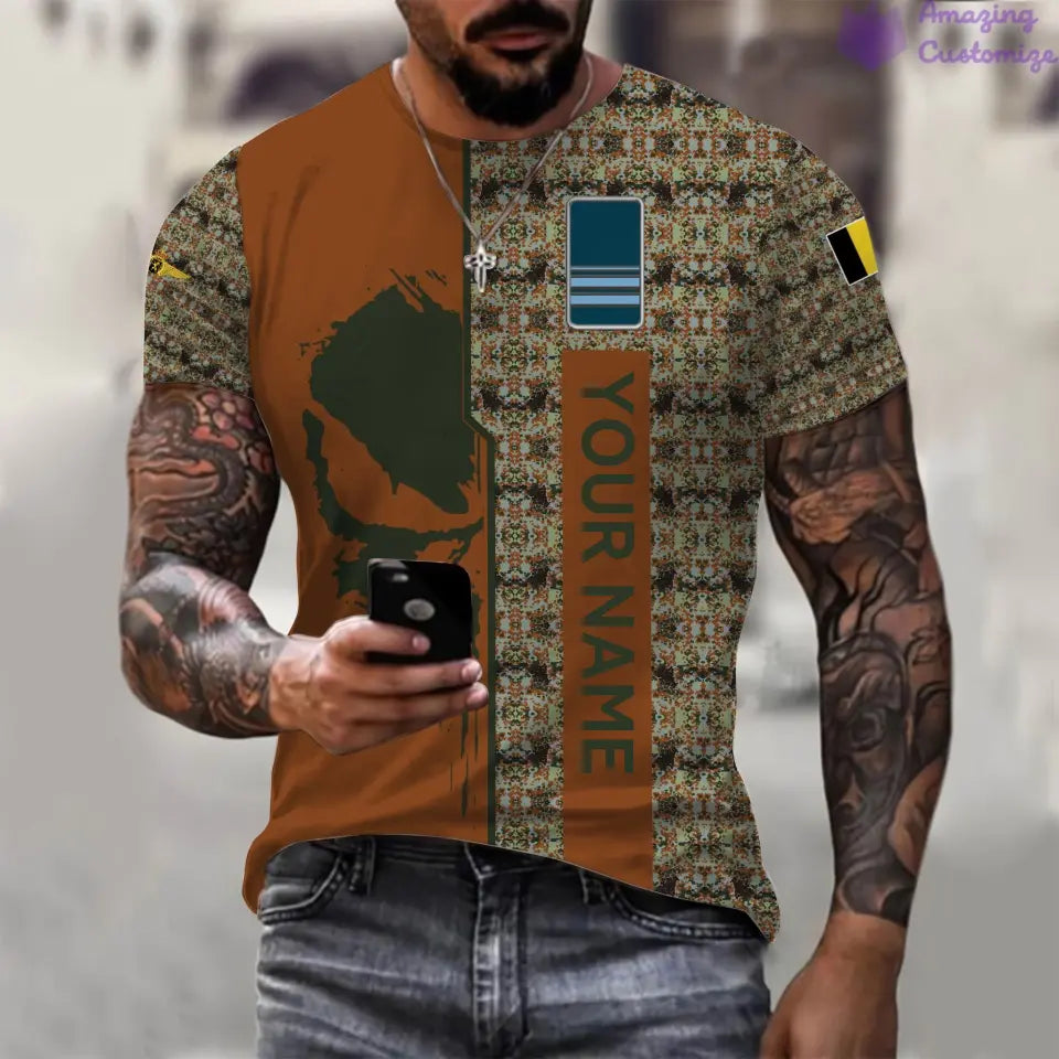 Sweat à capuche personnalisé avec camouflage soldat/vétéran belge avec nom et grade imprimé - 17152992