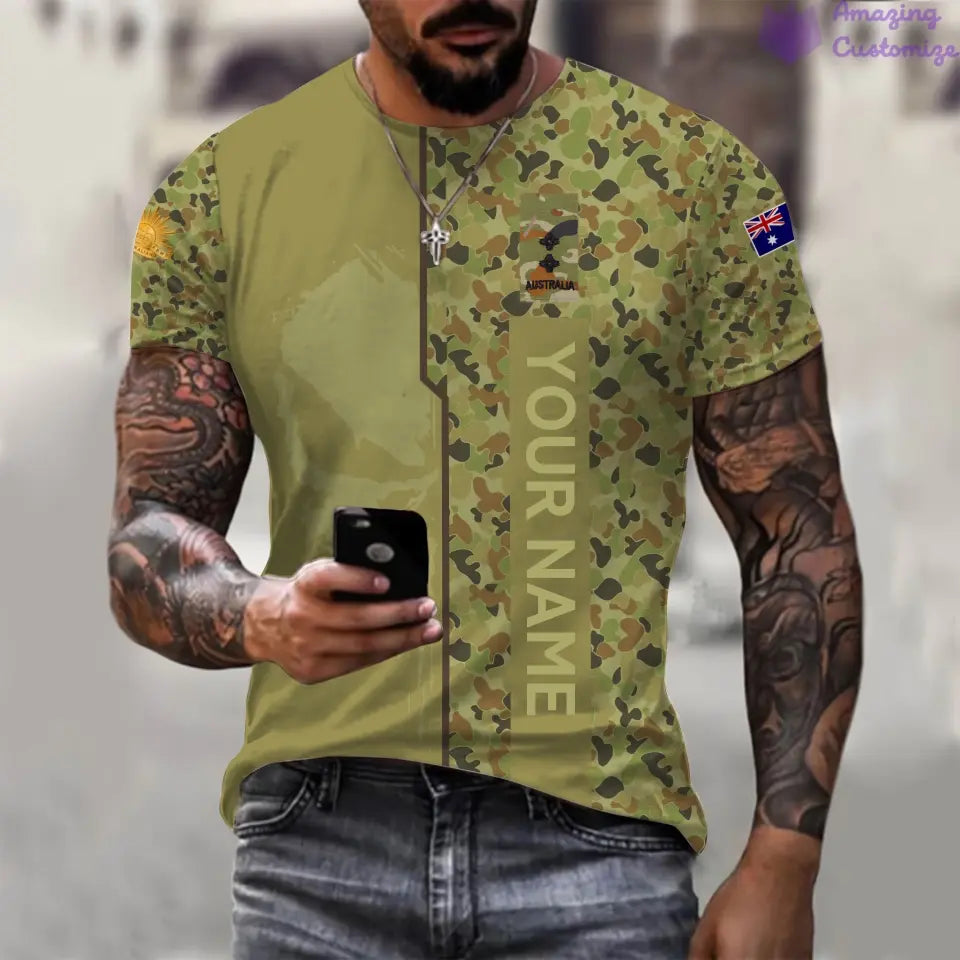 Sweat à capuche personnalisé avec camouflage soldat/vétéran australien imprimé avec nom et grade - 17152992