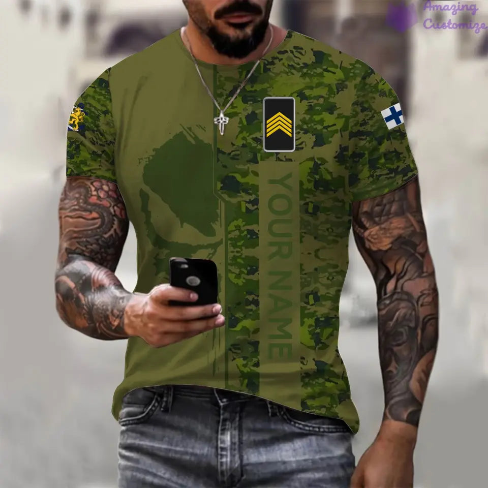 Sweat à capuche personnalisé avec camouflage soldat/vétéran finlandais avec nom et grade imprimé - 17152992