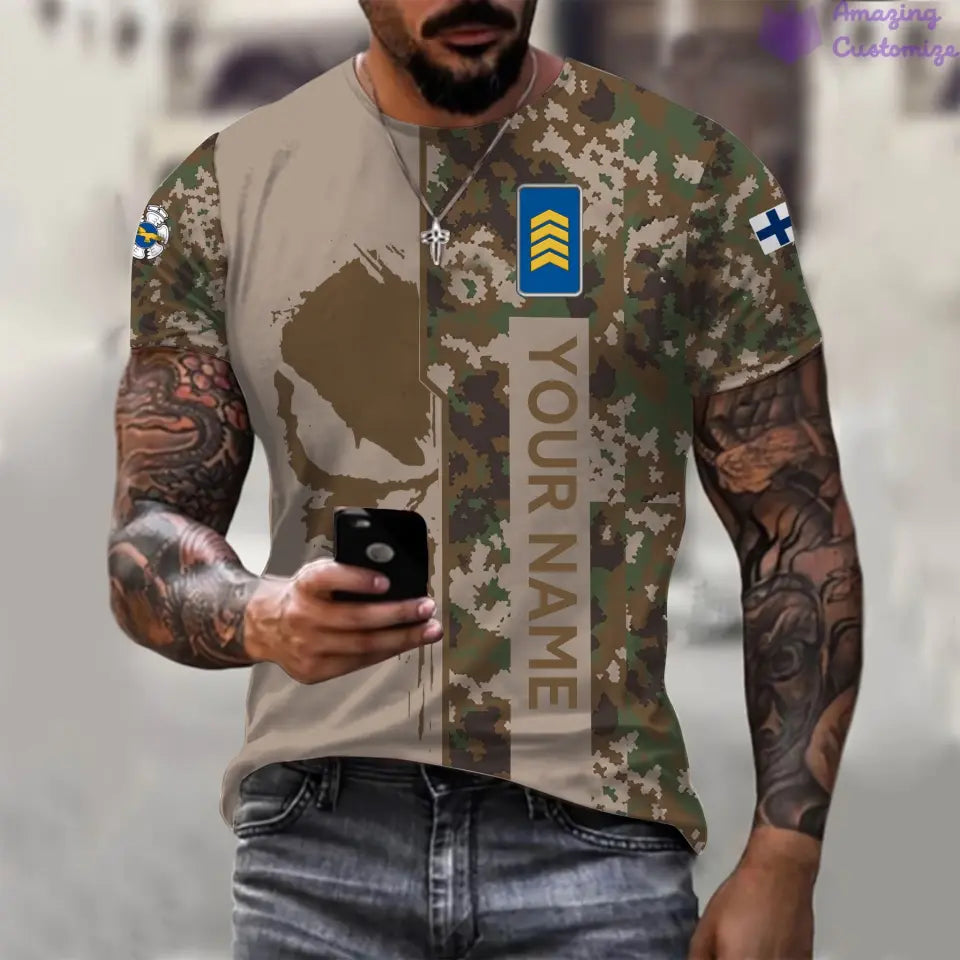 Sweat à capuche personnalisé avec camouflage soldat/vétéran finlandais avec nom et grade imprimé - 17152992