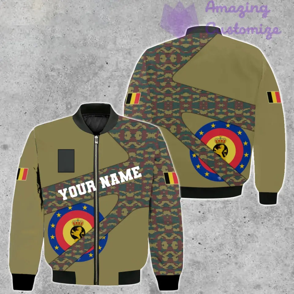 Personalized Belgium Soldier/ Veteran Camo With Name And Rank Bomber Jacket 3D Printed  - 300124QA