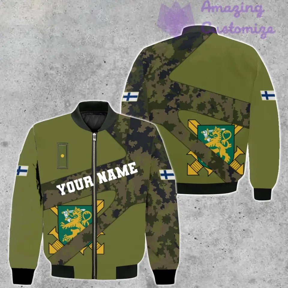 Personalized Finland Soldier/ Veteran Camo With Name And Rank Bomber Jacket 3D Printed  - 300124QA