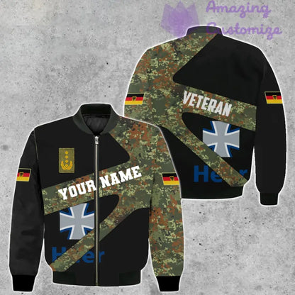 Personalized Germany Soldier/ Veteran Camo With Name And Rank Bomber Jacket 3D Printed  - 300124QA