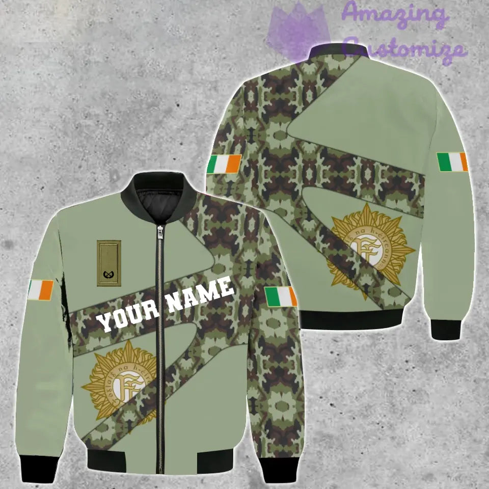 Personalized Ireland Soldier/ Veteran Camo With Name And Rank Bomber Jacket 3D Printed  - 300124QA