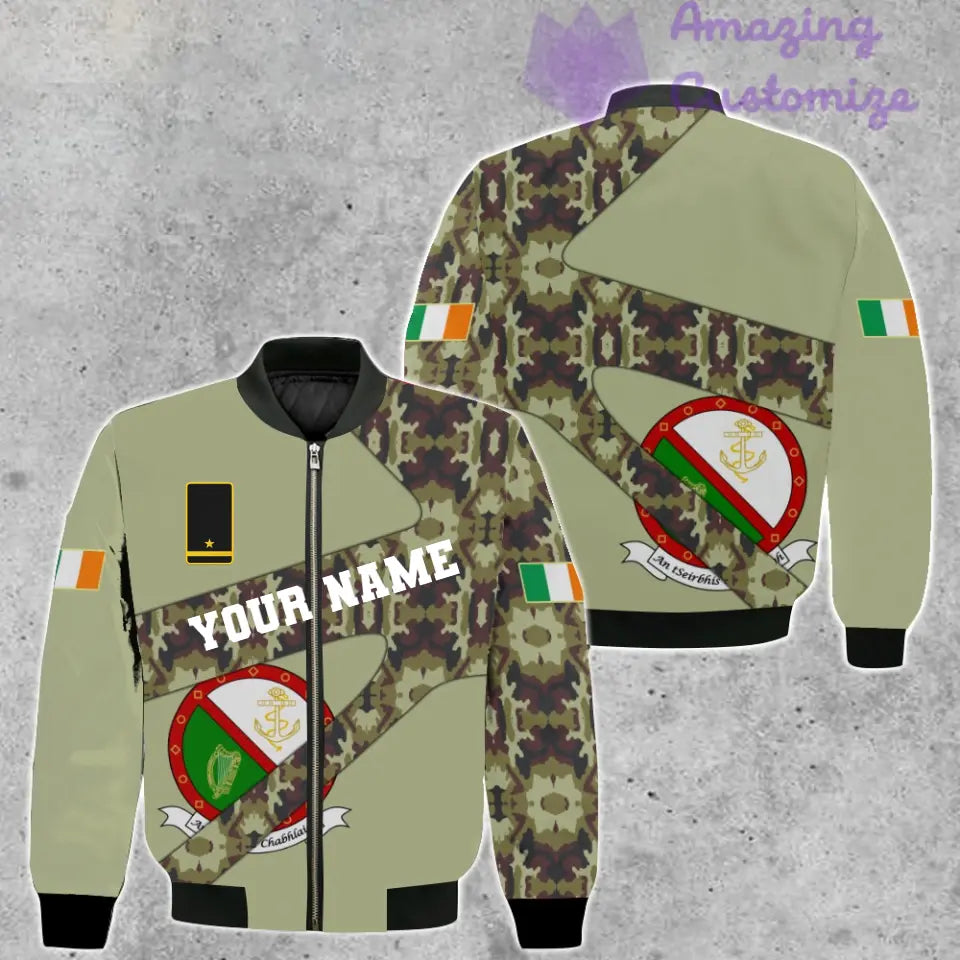 Personalized Ireland Soldier/ Veteran Camo With Name And Rank Bomber Jacket 3D Printed  - 300124QA