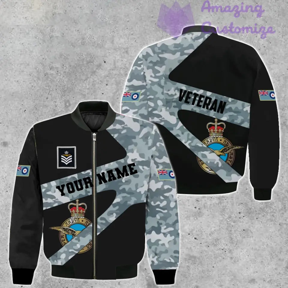 Personalized UK Soldier/ Veteran Camo With Name And Rank Bomber Jacket 3D Printed  - 300124QA