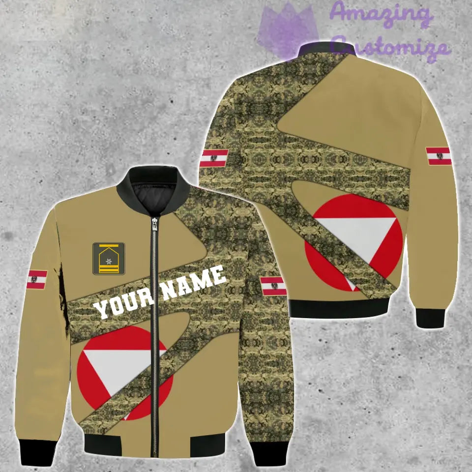 Personalisierte österreichische Soldat/Veteran Camo mit Namen und Rang Bomberjacke 3D gedruckt - 300124QA